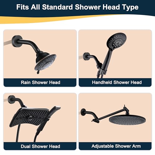 BRIGHT SHOWERS Brass Shower Arm with Flange 6 Inch Wall Mounted Shower Pipe Arm Extension for Fixed Shower Head and Handheld Showerhead, Oil-Rubbed Bronze - color: Oil Rubbed Bronze, style: Basic 6 Inch