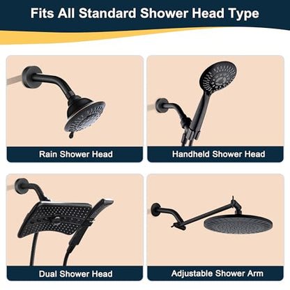 BRIGHT SHOWERS Brass Shower Arm with Flange 6 Inch Wall Mounted Shower Pipe Arm Extension for Fixed Shower Head and Handheld Showerhead, Oil-Rubbed Bronze - color: Oil Rubbed Bronze, style: Basic 6 Inch