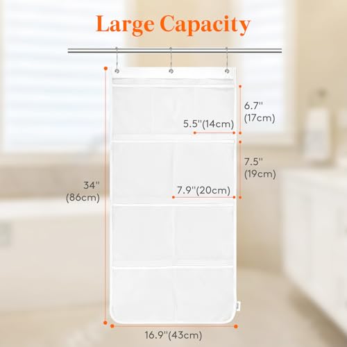 Lifewit Mesh Shower Caddy, 9 Pockets Hanging Bathroom Organizer, 1 Pack | 14" x 34", Attached 3 Hooks, Quick-Dry, Portable, Cruise Essentials, Idea for Toiletry, RVing, Travel, Camping - size: 14" × 34"