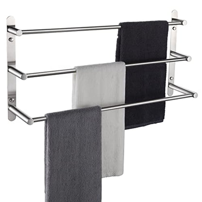 KOKOSIRI Bath Towel Bars Stainless Steel Bathroom 3-Tiers Ladder Towel Rack Wall Mount Towels Shelves, Brushed Nickel, B5002BR-L24 - color: Brushed, size: 24-Inch