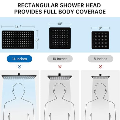 G-Promise 14 Inch All Metal Rain Shower Head with Handheld (Matte Black) | Full Body Coverage, Pause Mode Diverter, Power Wash Mode Handheld, Suits Every Height, Easy to Install, Modern Bath Upgrade - color: Matte Black, size: 14 Inches