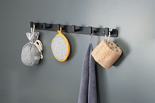 Coat Rack, Heavy Duty Stainless Steel 6 Tri Coat Hook Hanger, Wall Mounted Wall Hooks, Rustic Clothes Hook/Key Hook Rail for Bathroom Kitchen Entryway(2 Pack, 6 Hook Black) - color: Black, size: 6 Hook-2 Pcs