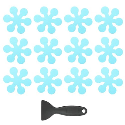 PATIKIL 12 Pcs Non Slip Bathtub Stickers, Anti Slip Shower Stickers with Scraper Bathroom Shower Floor Decals Snowflake Shape Cute Treads Tubs, Blue - color: Blue
