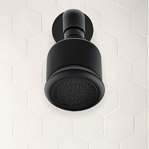 Solid Brass Shower Head - High Pressure Showerhead with Filter and 360 degrees Adjustable Swivel, Replacement for Bathroom Low Flow, Matte Black 2.8 inch Heavy Duty