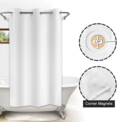 River Dream No Hook Stall Fabric Shower Curtain 48" Wide - Soft Microfiber Shower Stall Curtain Hotel Grade, Waterproof & Machine Washable, White, 48x74 - color: White, size: 48"W x 74"L (Pack of 1)