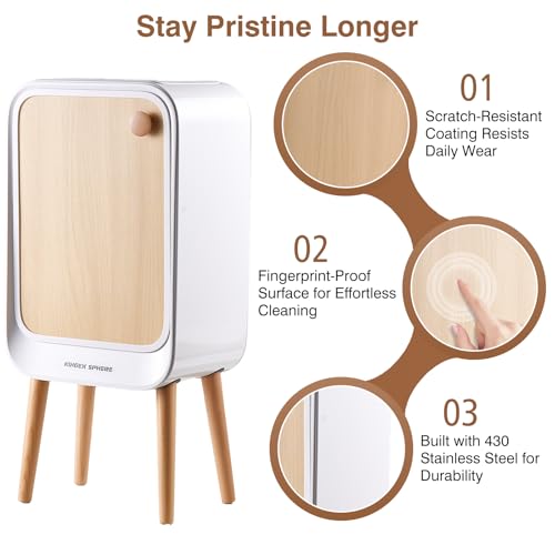 Motion Sensor Touchless Trash Can for Living Room Bedroom, 5.3 Gallon/20L Automatic Stainless Steel Slim Tall Garbage Can with Butterfly Lid&Legs, Wood Color - color: Wood