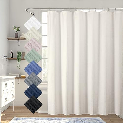 Aiyufeng Cream Shower Curtain, Embossed Textured Fabric Shower Curtain for Bathroom - Soft Cloth & Hotel Spa Luxury, Water Repellent, Machine Washable, 72X72, Cream - color: Cream, size: 72"W x 72"L (Pack of 1)