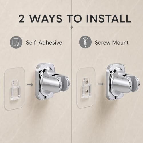 Hand Held Shower Head Holder, Adhesive Showerhead Bracket, Angle Adjustable Shower Wand Holder Wall Mounted, Chrome - color: Chrome