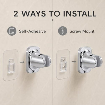 Hand Held Shower Head Holder, Adhesive Showerhead Bracket, Angle Adjustable Shower Wand Holder Wall Mounted, Chrome - color: Chrome