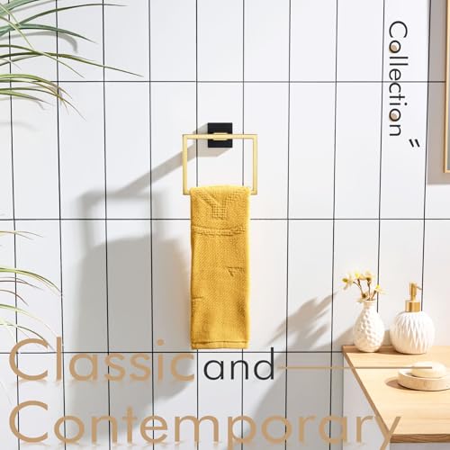 KOKOSIRI Towel Ring Holder Bathroom Lavatory Hand Towel Rack Wall Mounted Bathroom Hardware T-304 Stainless Steel Matte Black and Gold, B3004GDK - color: Black Gold, size: 1 Pack