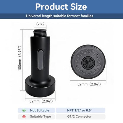 Kitchen Faucet Head Replacement with 2 Modes, Pull Down Spray Head for Kitchen Faucet, Kitchen Sink Sprayer Replacement Compatible with Moen, American Standard, Kohler Faucets - color: Matte Black-2
