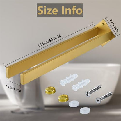 Double Rod Towel Bar 16 Inch, SUS304 Stainless Steel Wall Mounted Towel Holder, Bathroom Kitchen Double Layer Towel Rail, Modern Design Square Wall Towel Rack for Bathroom, Kitchen Gold - color: Gold