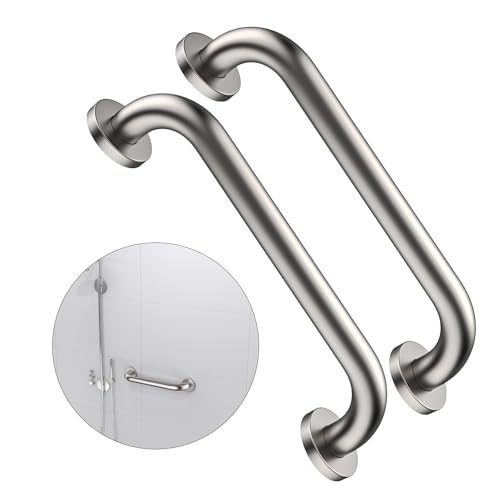 2 Pack 16 Inch Shower Grab Bar 1.25" Diameter, ZUEXT Satin Brushed Nickel Stainless Steel Bathroom Grab Bar, Bath Balance Bar,Safety Hand Rail Support,Handicap Injury Elderly Senior Assist Bath Handle - color: Satin Brushed Nickel, size: 16 Inch (Pack of
