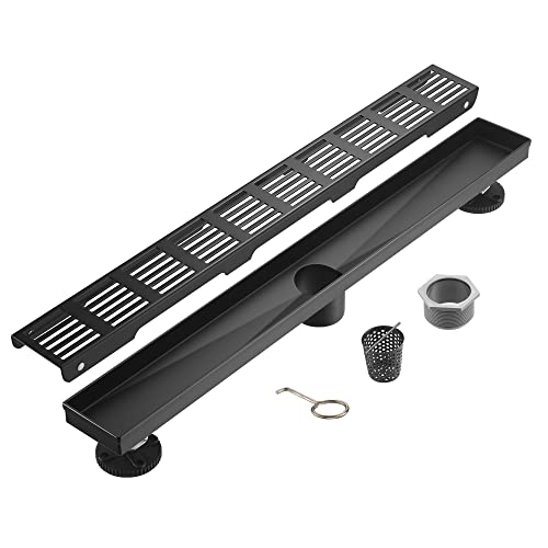 Linear Shower Drain 32 Inch,Rectangular Shower Drain SUS-304 Stainless Steel, 51L/Min Fast Drainage Floor Linear Drain, US Standard CUPC Certified, Matte Black, SD-109 - color: Matte Black, size: 32 Inch