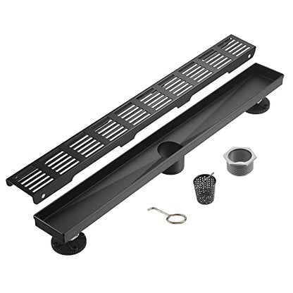 Linear Shower Drain 32 Inch,Rectangular Shower Drain SUS-304 Stainless Steel, 51L/Min Fast Drainage Floor Linear Drain, US Standard CUPC Certified, Matte Black, SD-109 - color: Matte Black, size: 32 Inch