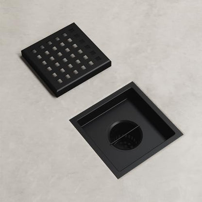 VIGO Elan 4.38 in. W x 4.38 in. L Square Shower Drain in Matte Black - VG07004MB - color: Matte Black, size: 4 in.