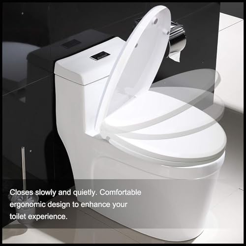 Soft Close Toilet Seat, White, Quick Release & Easy Clean Design - size: 37*47cm