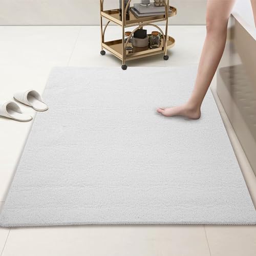 HOMBYS 58 x 32 Extra Large Shower Mat for Shower Stall Tub, Non Slip Bath Mat Bathroom Accessories, PVC Loofah Mats for Shower and Bathroom, Quick Drying, (White, 58"x32") - color: White, size: 2'8" x 4'10" (Rectangular)