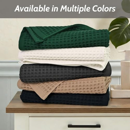 Jacquotha Waffle Bath Towels 2-Piece (Dark Grey) - Cotton, Soft, Quick Dry | 31” x 62” Large Bath Towel for Bathroom, Shower, Spa - color: Dark Grey