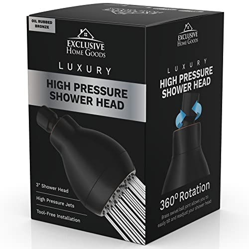 High Pressure Shower Head - Powerful Deluxe Bathroom Showerhead with Strong Spray Stream Universal Fit Works with High and Low Water Flow 1.8 - color: Oil Rubbed Bronze, size: 1.8 GPM