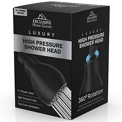 High Pressure Shower Head - Powerful Deluxe Bathroom Showerhead with Strong Spray Stream Universal Fit Works with High and Low Water Flow 1.8 - color: Oil Rubbed Bronze, size: 1.8 GPM