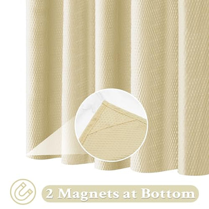 Tititex Solid Beige Cloth Fabric Shower Curtain Liner with 2 Magnets - Texture Soft Hotel Quality Waterproof Shower Liner, Light-Weight & Machine Washable 72x72 inch - color: Beige, size: 72"W x 72"L (Pack of 1)