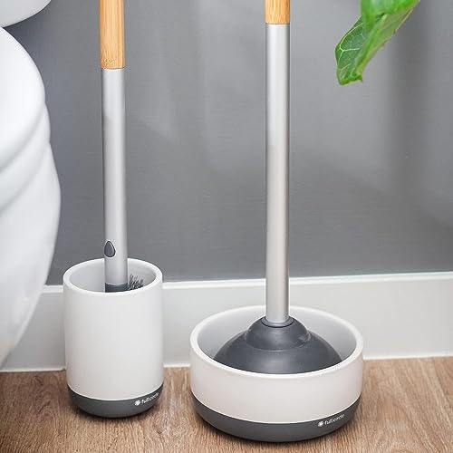 Full Circle Quick Drying Toilet Brush, Bathroom Toilet Brush with Ceramic Holder and Quick-Dry Base for Mold & Mildew Prevention, More Hygienic Toilet Cleaning Scrubber, Replaceable Head, White - color: Starter Kit, style: Toilet Brush