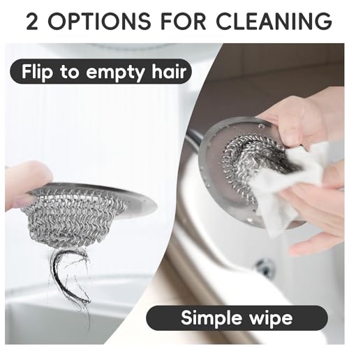 2 Pack Shower Drain Hair Catcher, 4.4" Anti-Clog Shower Drain Cover | Reversible Flip Clean, Fast Drainage, Anti-Slip Base, Rust-Proof, Large Capacity, for Bathtub & Shower Drains, Patented - color: Silver Silver