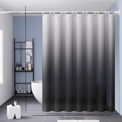 TIKABC Shower Curtain Liner, 4G PEVA Shower Liner, Plastic Waterproof Shower Curtains, with Grommet Holes and 3 Magnetic Weights(Gradient Grey) - color: Gradient Grey