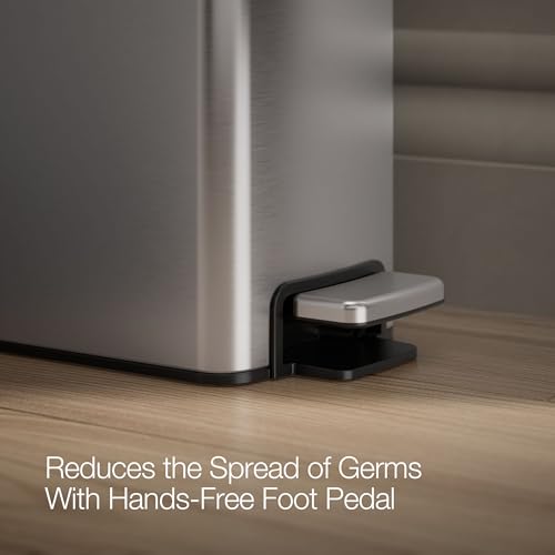 Kohler 1.6 Gallon Stainless Steel Bathroom Trash Can | 31319-ST, Small Waste Bin, Quiet-Close Lid, Hands-Free Foot Pedal - color: Stainless Steel, size: 1.6 Gallon - Step Can