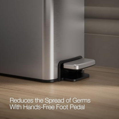 Kohler 1.6 Gallon Stainless Steel Bathroom Trash Can | 31319-ST, Small Waste Bin, Quiet-Close Lid, Hands-Free Foot Pedal - color: Stainless Steel, size: 1.6 Gallon - Step Can