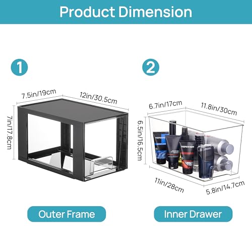 Vtopmart 4 Pack Large Stackable Storage Drawers, Black - color: Black( 4 Pack)