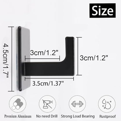 Bath Towel Hook,4 Pack Self Adhesive Square Coat Hooks, Sturdy No Drilling Robe Hook, Heavy Duty Aluminum Clothes Hanger, Wall Hooks for Bathroom Bedroom Kitchen (2 Inch,Black) - color: Black, size: 4 Pack