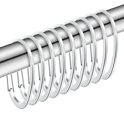 Silver Shower Curtain Rings, Rustproof Shower Curtain Hooks for Bathroom, ZESLMG Chrome Decorative Shower Hooks Rings for Shower Curtain Rod Hangers, Set of 12 - color: Chrome