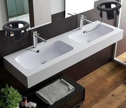 4 Pack Bathroom Basin Sink Round Hole Trim Overflow Cover Rings Hole Insert in Cap Hollow Ring Triangle for Hole Diameter Replacement Ceramic Pots for Home,Sink,Bathroom,Kitchen (Black) - color: 4 Pcs Black