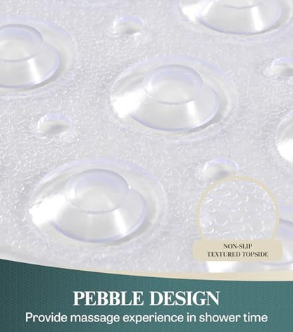 HITSLAM 21x21 Inch Square Shower Mat Non Slip, Anti Slip Bathtub Mat with Strong Suction Cups & Drainage Holes, Machine Washable Bathroom Floor Mat for Inside Shower Stall and Tub, Clear - color: Clear