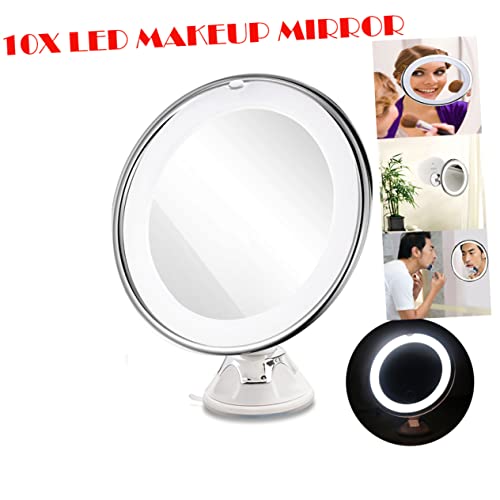 Baluue Magnifying Led Makeup Mirror with Suction Cup Portable Round Vanity Mirror for Home and Travel for Precision Cosmetic Application White - size: 20.00X20.00X19.80CM