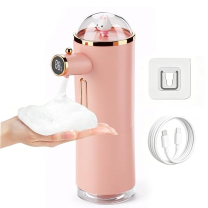 Automatic Liquid Soap Dispenser Touchless, USB Rechargeable Smart Hand Soap Dispenser, 13.5oz/400ml, 3-Level Adjustable, Wall Mounted for Kitchen Bathroom Family (Pink) - color: Pink