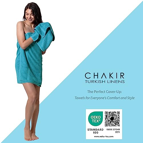 Chakir Turkish Linens Personalized 3 Piece Towel Set, 100% Cotton Luxury Turkish Towels for Bathroom, Soft Absorbent Towel Set with Bath Towel Hand Towel and Washcloth, Aqua - color: Aqua