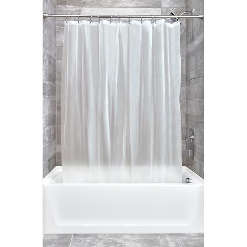 iDesign EVA Plastic Shower Curtain Liner, Mold and Mildew Resistant Plastic Shower Curtain for use Alone or With Fabric Curtain, 54 x 78 Inches, Frost | 54" x 78", 12 Metal Grommets - color: Frost, style: 54-Inch by 78-Inch