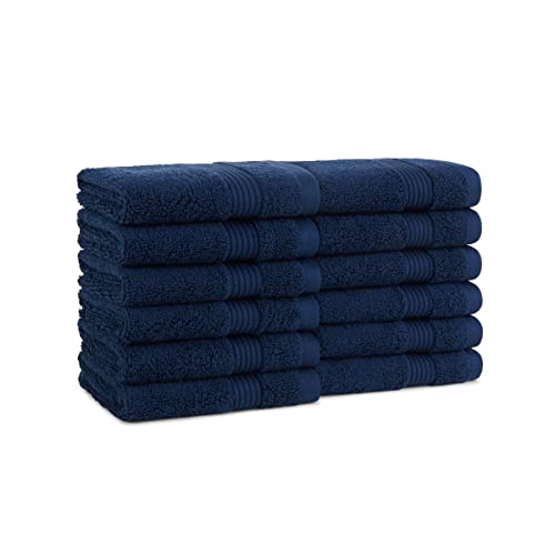 Arkwright Bath Washcloths 12 Pack - Super Soft 100% Cotton, 600 GSM Quick Dry & Absorbent, Luxury Face & Body Wash Cloth Towels for Hotels, Spa, and Vacation Rentals, Lapis Navy - color: Lapis Navy
