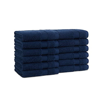 Arkwright Bath Washcloths 12 Pack - Super Soft 100% Cotton, 600 GSM Quick Dry & Absorbent, Luxury Face & Body Wash Cloth Towels for Hotels, Spa, and Vacation Rentals, Lapis Navy - color: Lapis Navy