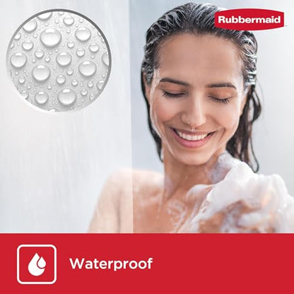 Rubbermaid INSTACURTAIN Hook-Free PEVA Shower Curtain, Waterproof Heavyweight Curtain with Built-in Rustproof Rings and Weighted Magnetic Hem, 71 x 74 Inches, BPA-Free, White with Charcoal Rings - color: White, size: 71"W x 74"L (Pack of 2), style: Withou