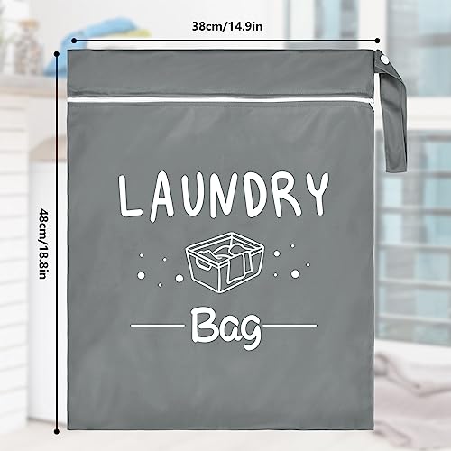 2 Pcs Large Travel Laundry Bag - Waterproof Wet Dry Washable for Dirty Clothes, Bathing Suit, Workout, Gym, Swimming, Yoga (Pink+Grey) - color: Pink+Grey
