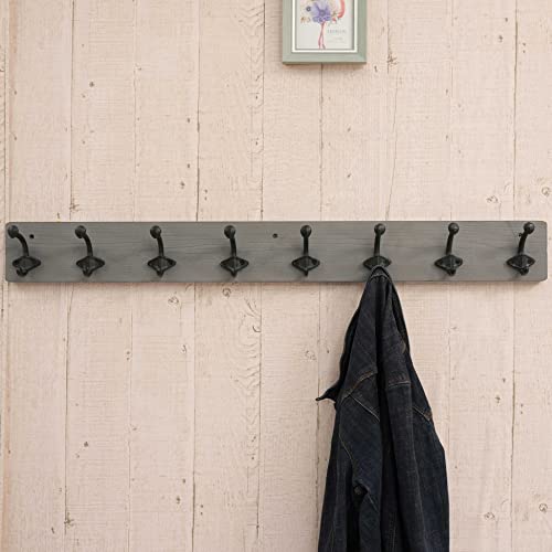 WEBI Rustic Coat Rack Wall Mount,35.43" Long 8 Cast Iron Coat Hooks Wall Mounted,Heavy Duty Wall Coat Hanger Hooks for Hanging Coats,Clothes,Jacket,Gray - color: Gray, size: 35 Inch