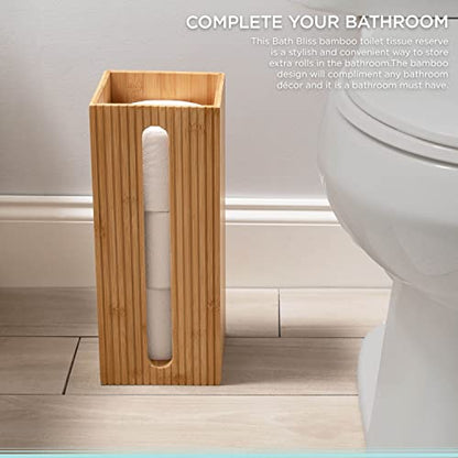 Bath Bliss Square Toilet Tissue Reserve | Dimensions: 5.71 x 5.71 x 14.17 | Bamboo Design | Bathroom Décor | Holds 3 Roles | Easy to Clean | Bamboo - size: Toilet Paper Reserve