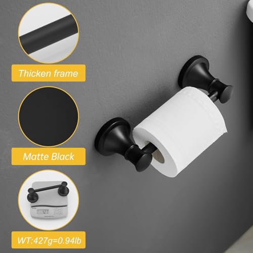 Bathroom Toilet Paper Holder Wall Mount Tissue Holder Matte Black | Rustproof Toilet Tissue Roll Holder, Flexible Double Post Pivoting Handle, Bathroom Accessories SUS304 Stainless Steel - color: Matte Black
