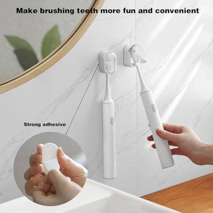 Wall Mounted Toothbrush Holder 2 Pack, with Cover for Bathroom | Automatic Opening & Closing, Dustproof & Waterproof, Self Adhesive, No Drilling, ABS Material, for Family Toothbrush Storage - size: 2-Pack
