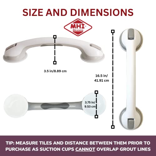 Safe-er-Grip Changing Lifestyles Suction Cup Grab Bars for Bathtubs & Showers; Safety Bathroom Assist Handle,White & Grey,16 Inches,(Pack of 3) - color: White/Grey, size: 16 inch (Pack of 3)