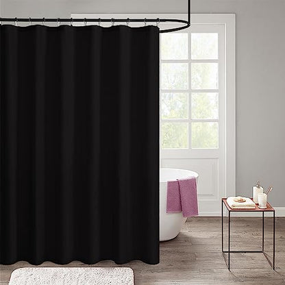 Waterproof Nylon Fabric Shower Curtain or Liner Machine Washable & Breathable Black 72x78inch (Standard Size) 1 Panel